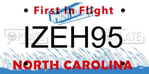 IZEH95 North Carolina License Plate