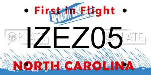 IZEZ05 North Carolina License Plate