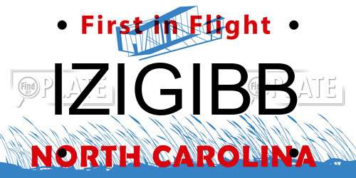 IZIGIBB North Carolina License Plate