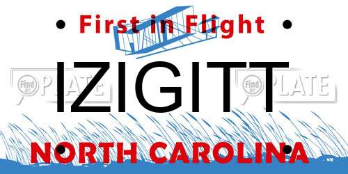 IZIGITT North Carolina License Plate
