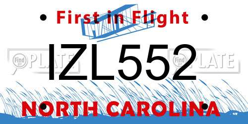 IZL552 North Carolina License Plate