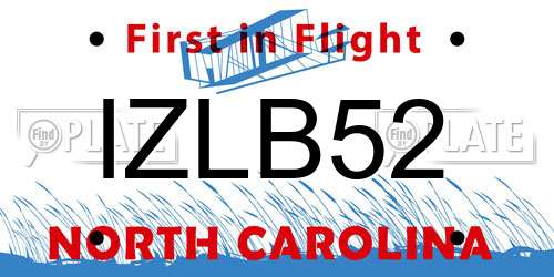 IZLB52 North Carolina License Plate