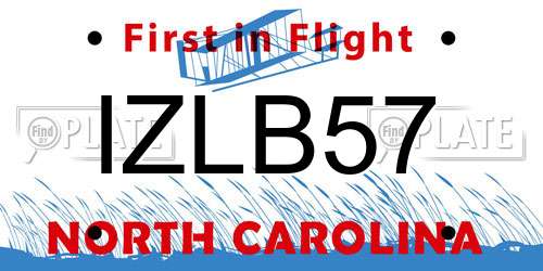 IZLB57 North Carolina License Plate