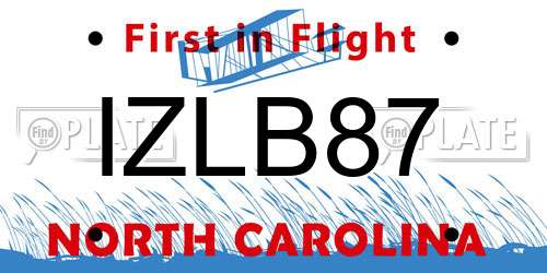 IZLB87 North Carolina License Plate