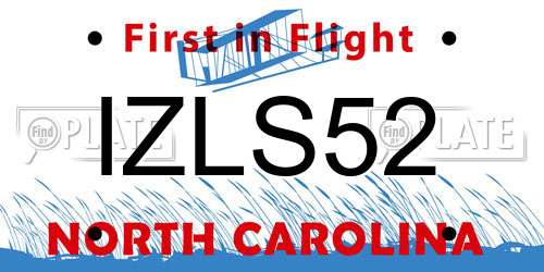 IZLS52 North Carolina License Plate