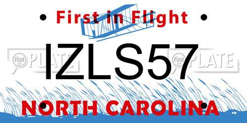 IZLS57 North Carolina License Plate
