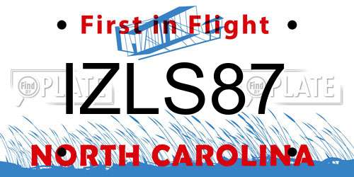 IZLS87 North Carolina License Plate