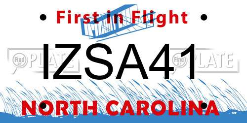 IZSA41 North Carolina License Plate