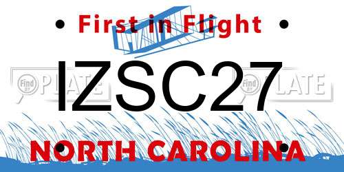 IZSC27 North Carolina License Plate