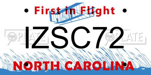 IZSC72 North Carolina License Plate