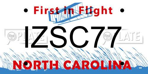 IZSC77 North Carolina License Plate
