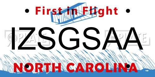 IZSGSAA North Carolina License Plate