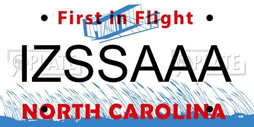 IZSSAAA North Carolina License Plate