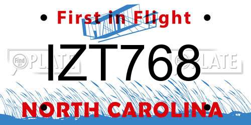 IZT768 North Carolina License Plate