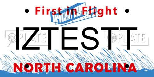 IZTESTT North Carolina License Plate