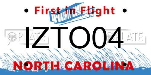 IZTO04 North Carolina License Plate