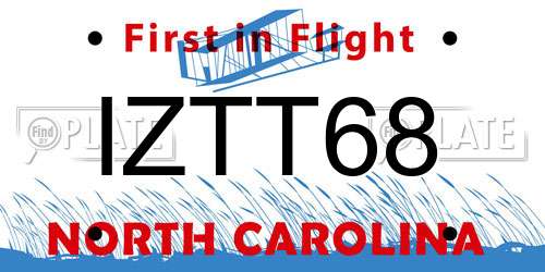 IZTT68 North Carolina License Plate