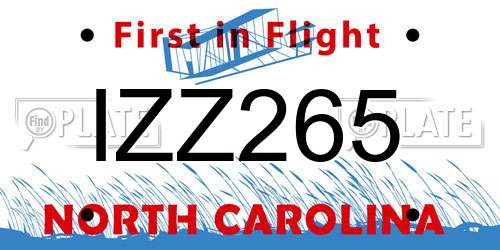 IZZ265 North Carolina License Plate