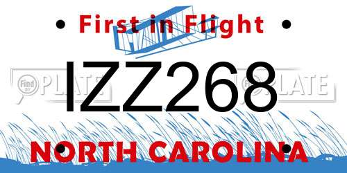 IZZ268 North Carolina License Plate