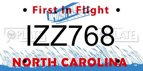 IZZ768 North Carolina License Plate