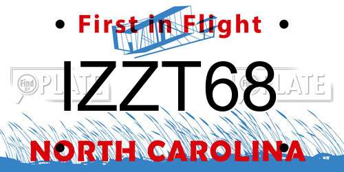 IZZT68 North Carolina License Plate