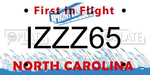 IZZZ65 North Carolina License Plate