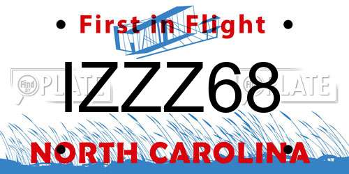 IZZZ68 North Carolina License Plate