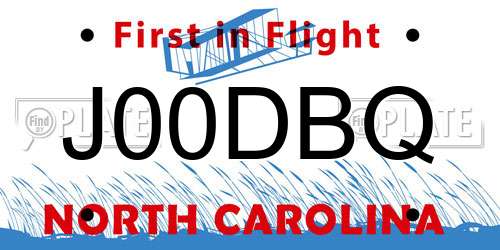 J00DBQ North Carolina License Plate