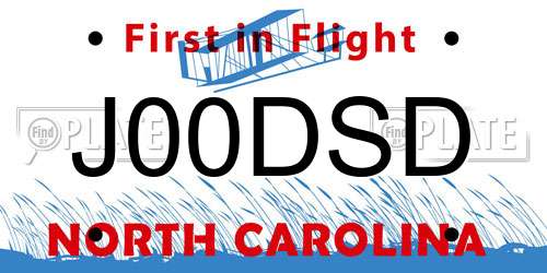J00DSD North Carolina License Plate