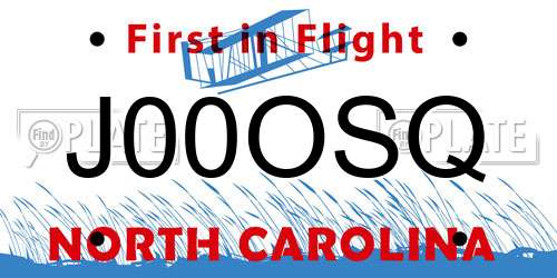 J00OSQ North Carolina License Plate