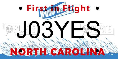 J03YES North Carolina License Plate