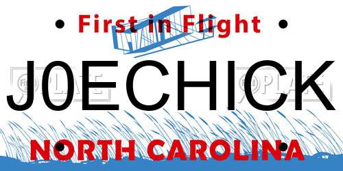 J0ECHICK North Carolina License Plate