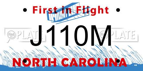 J110M North Carolina License Plate