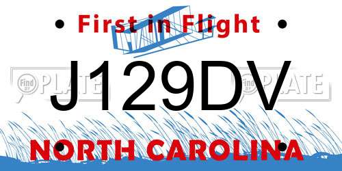 J129DV North Carolina License Plate