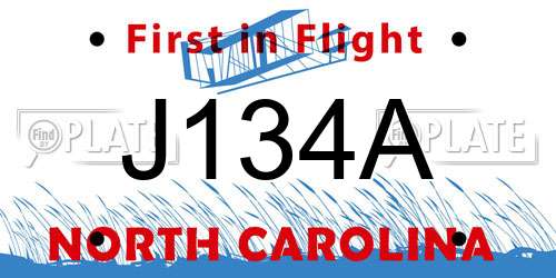 J134A North Carolina License Plate