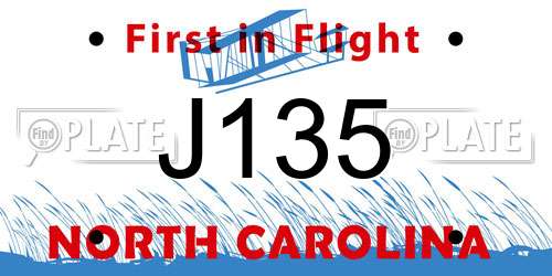 J135 North Carolina License Plate
