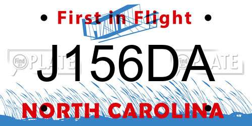 J156DA North Carolina License Plate