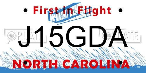J15GDA North Carolina License Plate