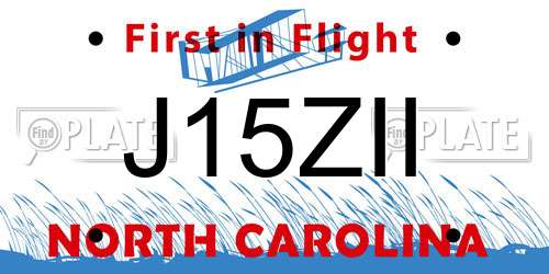 J15ZII North Carolina License Plate