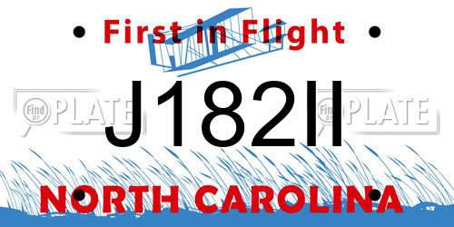 J182II North Carolina License Plate