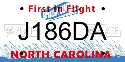 J186DA North Carolina License Plate