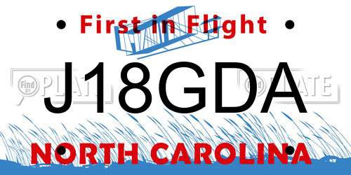 J18GDA North Carolina License Plate
