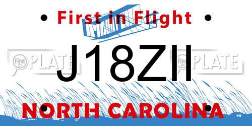 J18ZII North Carolina License Plate