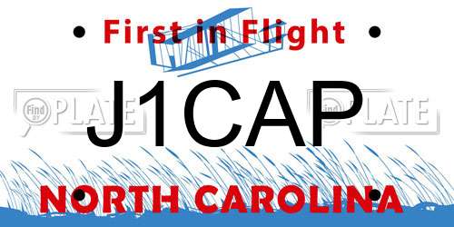 J1CAP North Carolina License Plate