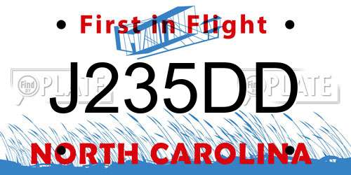 J235DD North Carolina License Plate