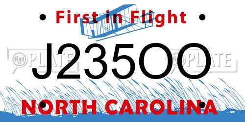 J235OO North Carolina License Plate