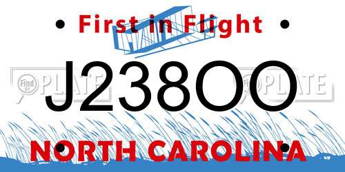 J238OO North Carolina License Plate