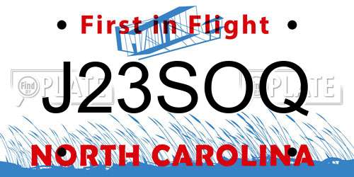 J23SOQ North Carolina License Plate