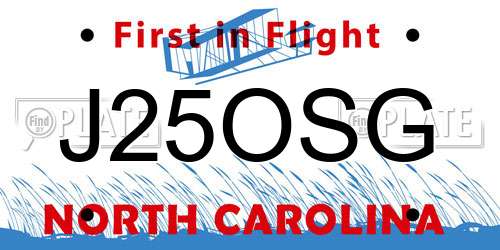 J25OSG North Carolina License Plate