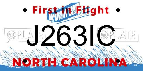 J263IC North Carolina License Plate